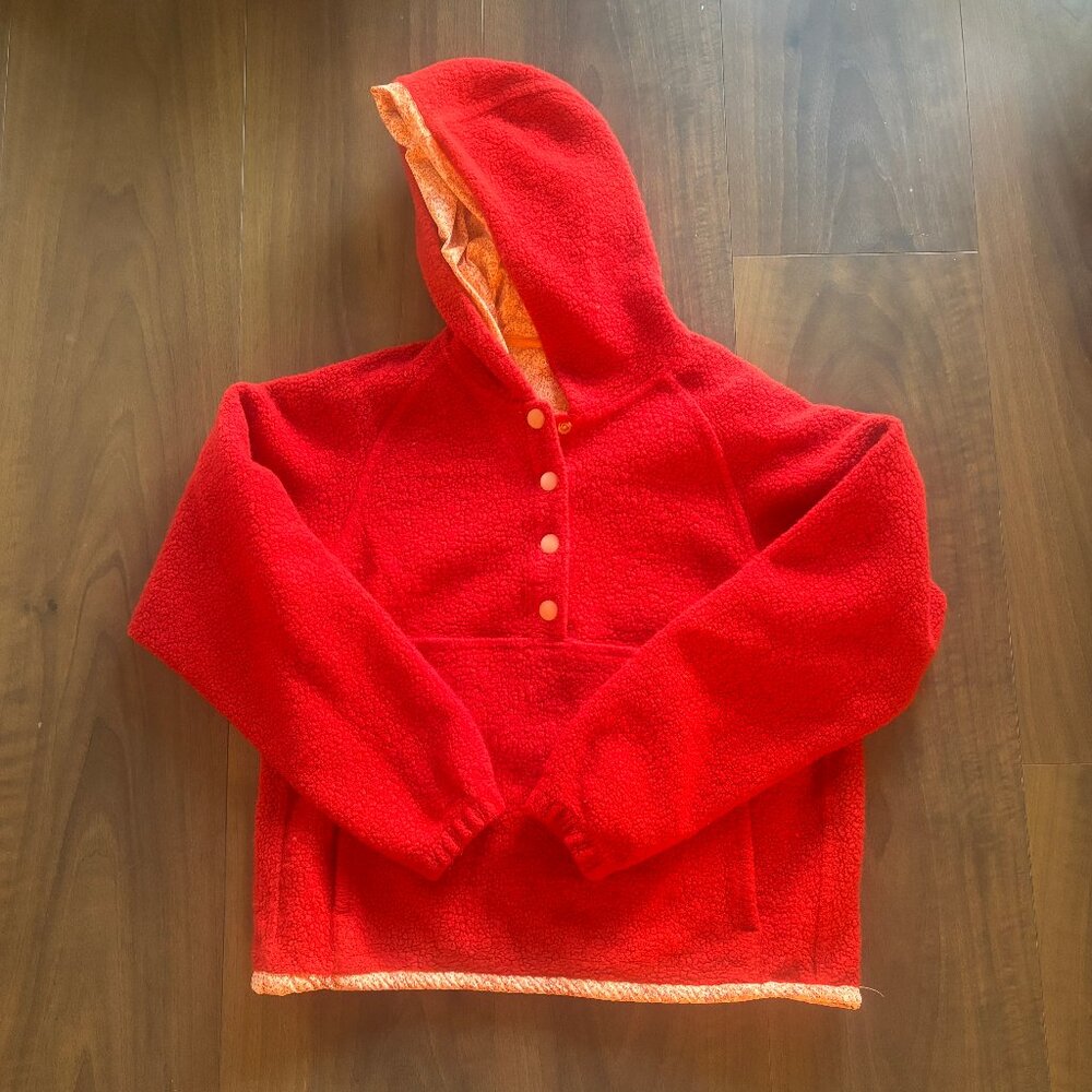 Outdoor Voices Red Boucle Snap Neck Pullover Jacket - Size XS
